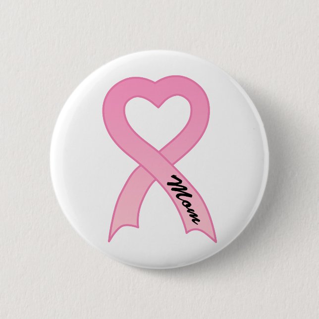 Mom Pink Ribbon Button (Front)