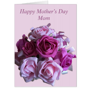 Mom Pink Rose Bouquet Card