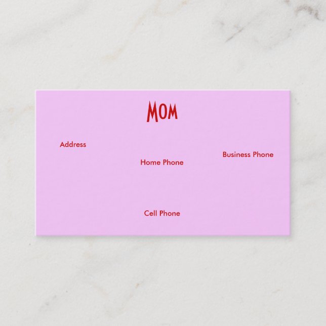 Mom Pink Rose I Profile Card (Front)