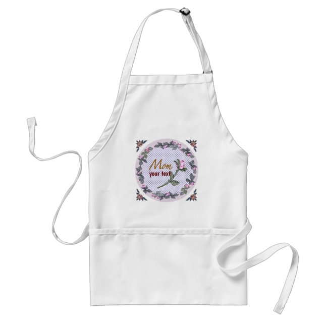 Mom Pink Rosebud  custom apron  (Front)