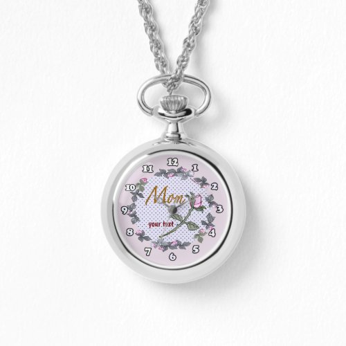 Mom Pink Rosebud custom name Watch