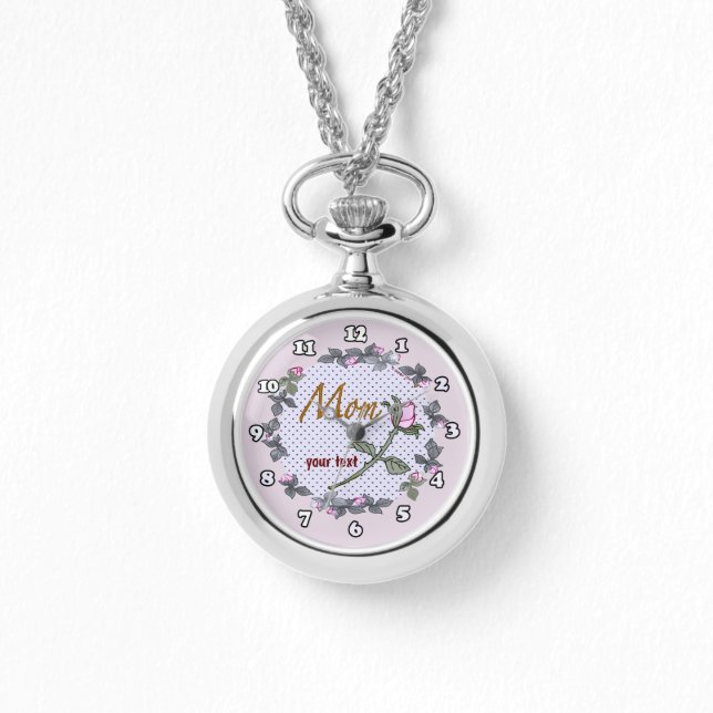 Mom Pink Rosebud  Watch (Front)