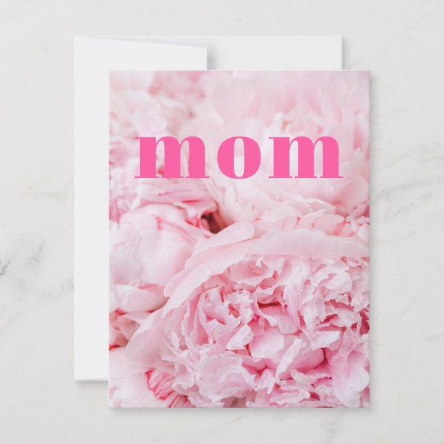 Mom Pink Roses Flat Card (Front)