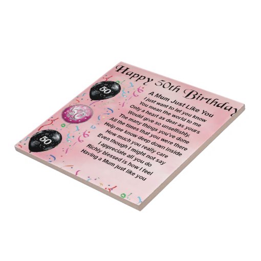 Mom Poem 50th Birthday Tile Zazzle