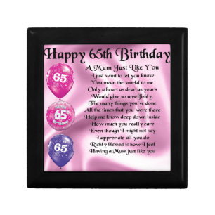 Mom Poem  -  65th Birthday Jewelry Box