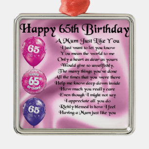 Mom Poem - 65th Birthday Metal Ornament