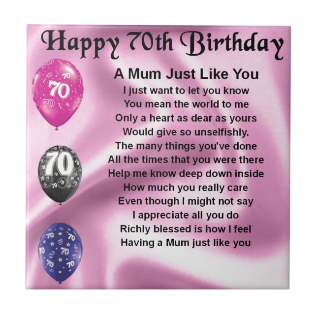 Mom Poem  -  70th Birthday Tile (Front)