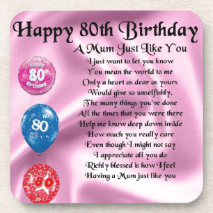 Mom Poem - 80th Birthday Beverage Coaster