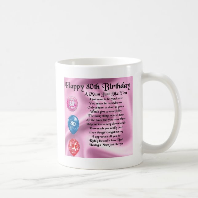 Mom Poem - 80th Birthday Coffee Mug (Right)