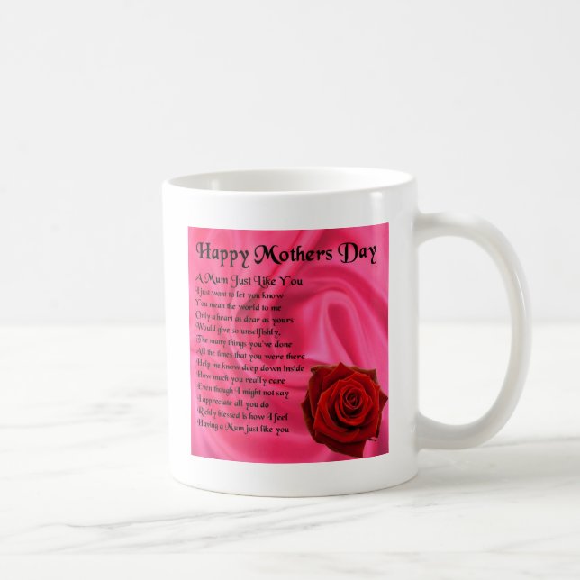 Mom poem - Mothers Day - Pink silk & Rose Coffee Mug (Right)