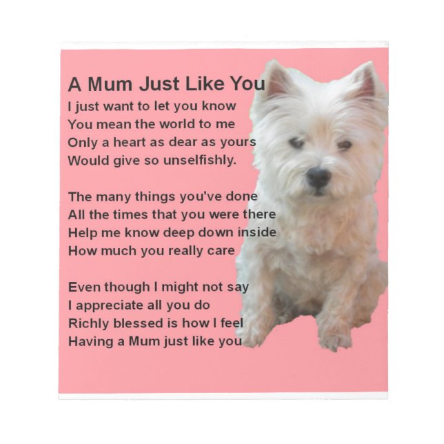 Mom Poem - Westie Design Notepad (Front)