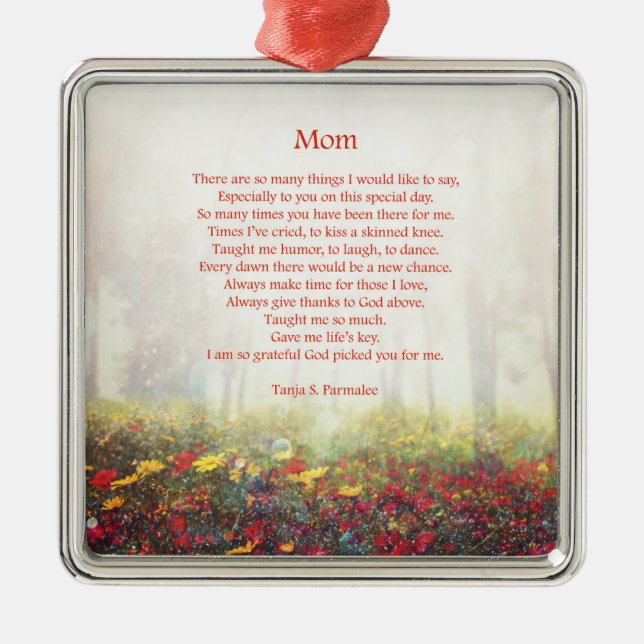 Mom Poetry Collector Metal Ornament (Front)