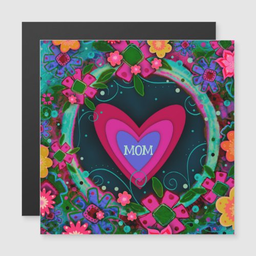 Mom Pretty Floral Hearts Unique Magnetic Card