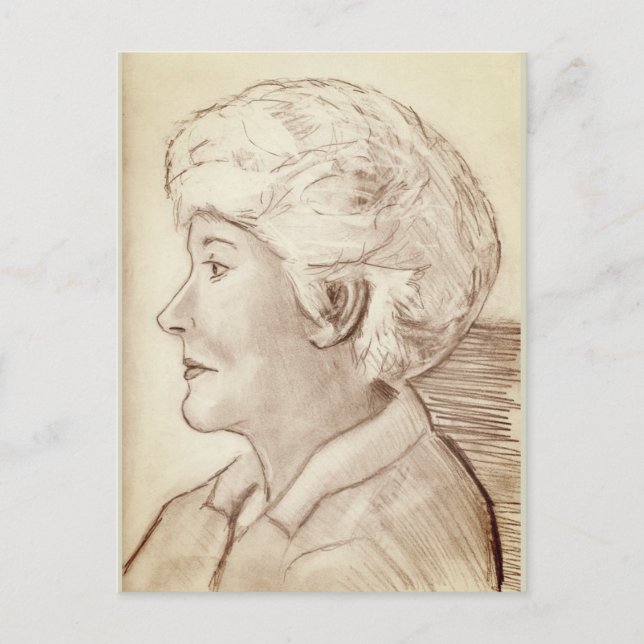 Mom Profile Portrait 2004 drawing Postcard (Front)