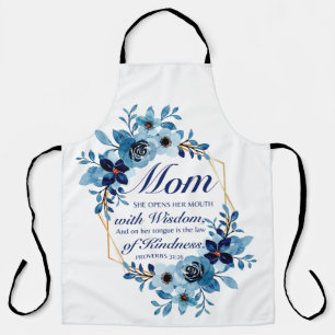 Mom - Proverbs 31:26 Mother's Day Scripture Floral Apron