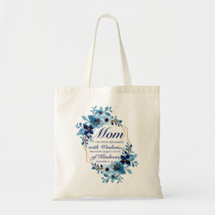 Mom - Proverbs 31:26 Mother's Day Scripture Floral Tote Bag