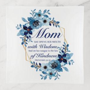 Mom - Proverbs 31:26 Mother's Day Scripture Floral Trinket Tray