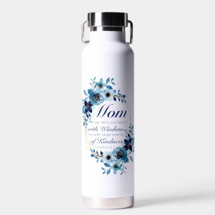 Mom - Proverbs 31:26 Mother's Day Scripture Floral Water Bottle