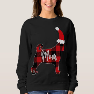 Mom Pug Dog Christmas Mama Pajama Red Plaid Buffal Sweatshirt