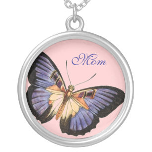 Mom, Purple and Lavender Butterfly Necklace