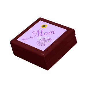 Mom Purple and Mahogoney Sunflower Trinket Box