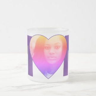 "MoM" purple custom Photo Heart Frosted Glass Coffee Mug