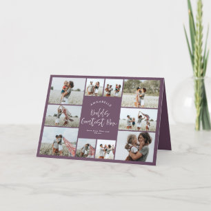 Mom purple elegant modern minimal photo collage thank you card