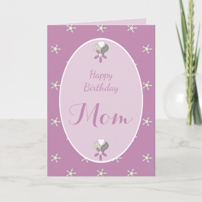 Mom purple floral shabby chic Birthday Card (Front)