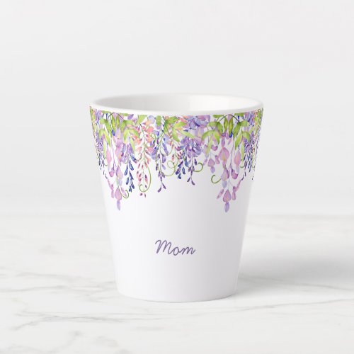 Mom Purple Wisteria Watercolor Floral Latte Mug