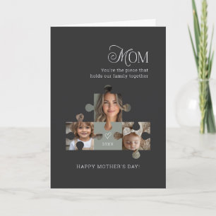 Mom Puzzle Piece 3 Photo Collage Mother's Day Card