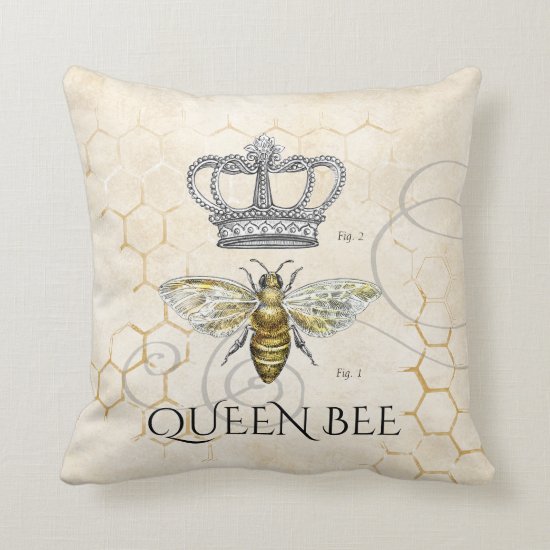 Mom Queen Bee Monogram Throw Pillow