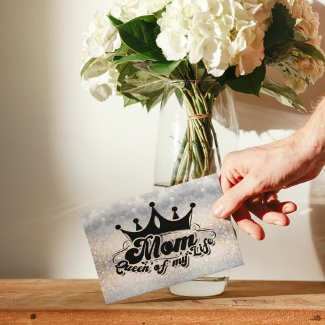 MOM Queen of my life, Elegant Glitter Postcard