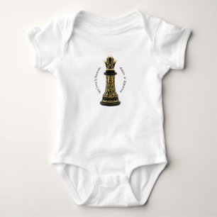 MOM Queen of my life, Golden Script Black Chess Baby Bodysuit