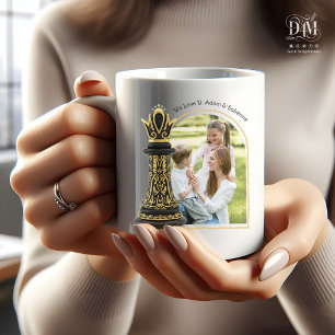 MOM Queen of my life, Golden Script Black Chess Coffee Mug