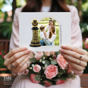 MOM Queen of my life, Golden Script Black Chess Holiday Card