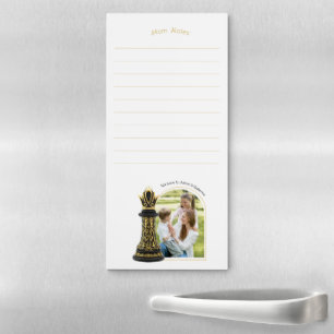 MOM Queen of my life, Golden Script Black Chess Magnetic Notepad