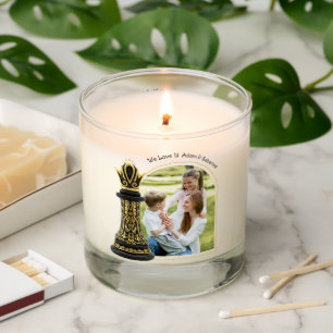 MOM Queen of my life, Golden Script Black Chess  Scented Candle