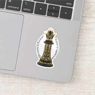 MOM Queen of my life, Golden Script Black Chess  Sticker