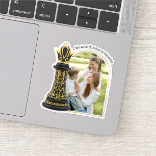MOM Queen of my life, Golden Script Black Chess Sticker
