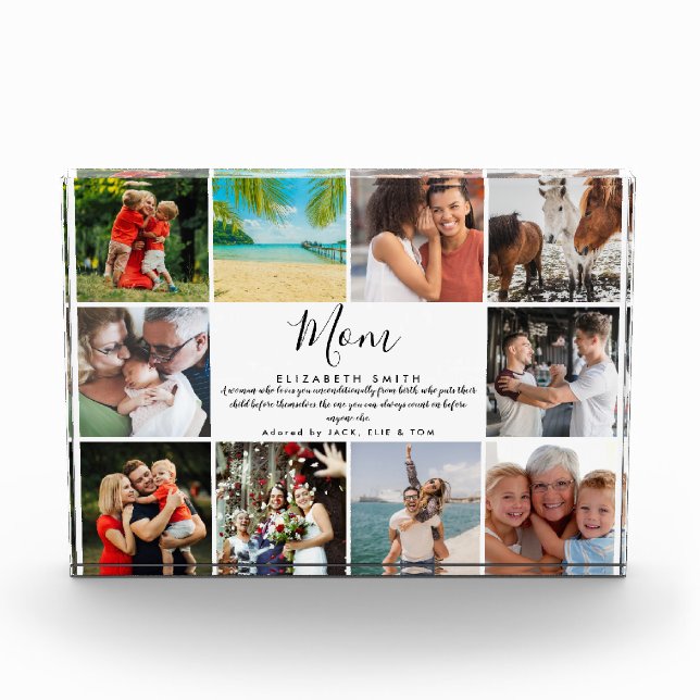 Mom Quote Modern Script 10 Photo Collage Block (Front)
