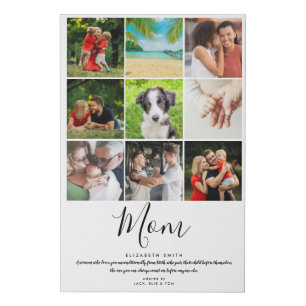 Mom Quote Modern Script 9 Photo Collage Faux Canvas Print