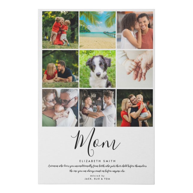 Mom Quote Modern Script 9 Photo Collage Faux Canvas Print (Front)