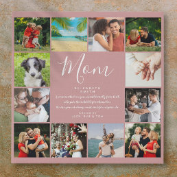 Mom Quote Script 12 Photo Collage Dusty Rose Faux Canvas Print