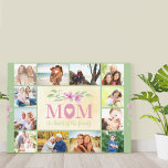 Mom Quote The Heart of the Family Green 12 Photo Canvas Print<br><div class="desc">Wrapped Photo Canvas Print for Mom with lovely quote and watercolor flowers on a green and antique cream background. The photo template is set up ready for you to add 12 of your favorite photos which are displayed as a border around the mom quote. The wording reads "MOM the heart...</div>