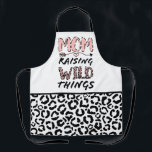 Mom Raising Wild Things Quote Funny Leopard Print  Apron<br><div class="desc">This cute and funny design is perfect for any mom on Mother's Day, for her birthday, or all year round. It features the quote, "Mom. Raising Wild Things, " with a hand-drawn heart arrow, and leopard cheetah print typography and pattern in blush pink and black. It's modern, sweet, girly, and...</div>