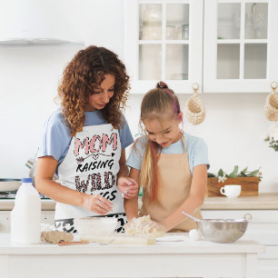 Mom Raising Wild Things Quote Funny Leopard Print Apron
