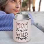 Mom Raising Wild Things Quote Funny Leopard Print Can Cooler<br><div class="desc">This cute and funny design is perfect for any mom on Mother's Day, for her birthday, or all year round. It features the quote, "Mom. Raising Wild Things, " with a hand-drawn heart arrow, and leopard cheetah print typography in blush pink and black. It's modern, sweet, girly, and cool; the...</div>