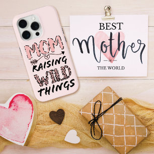 Mom Raising Wild Things Quote Funny Leopard Print iPhone 15 Pro Case