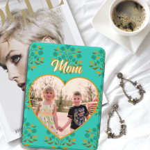 Mom Reader Gift Heart Photo Template Turquoise
