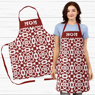 Mom Red And White Geometric Christmas Pattern